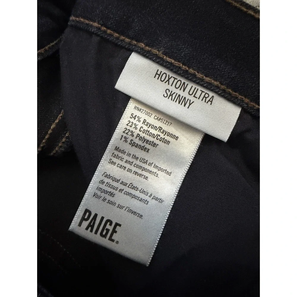 PAIGE Hoxton Ultra Skinny Jeans Womens 30 Dark Indigo High Rise Stretch Denim